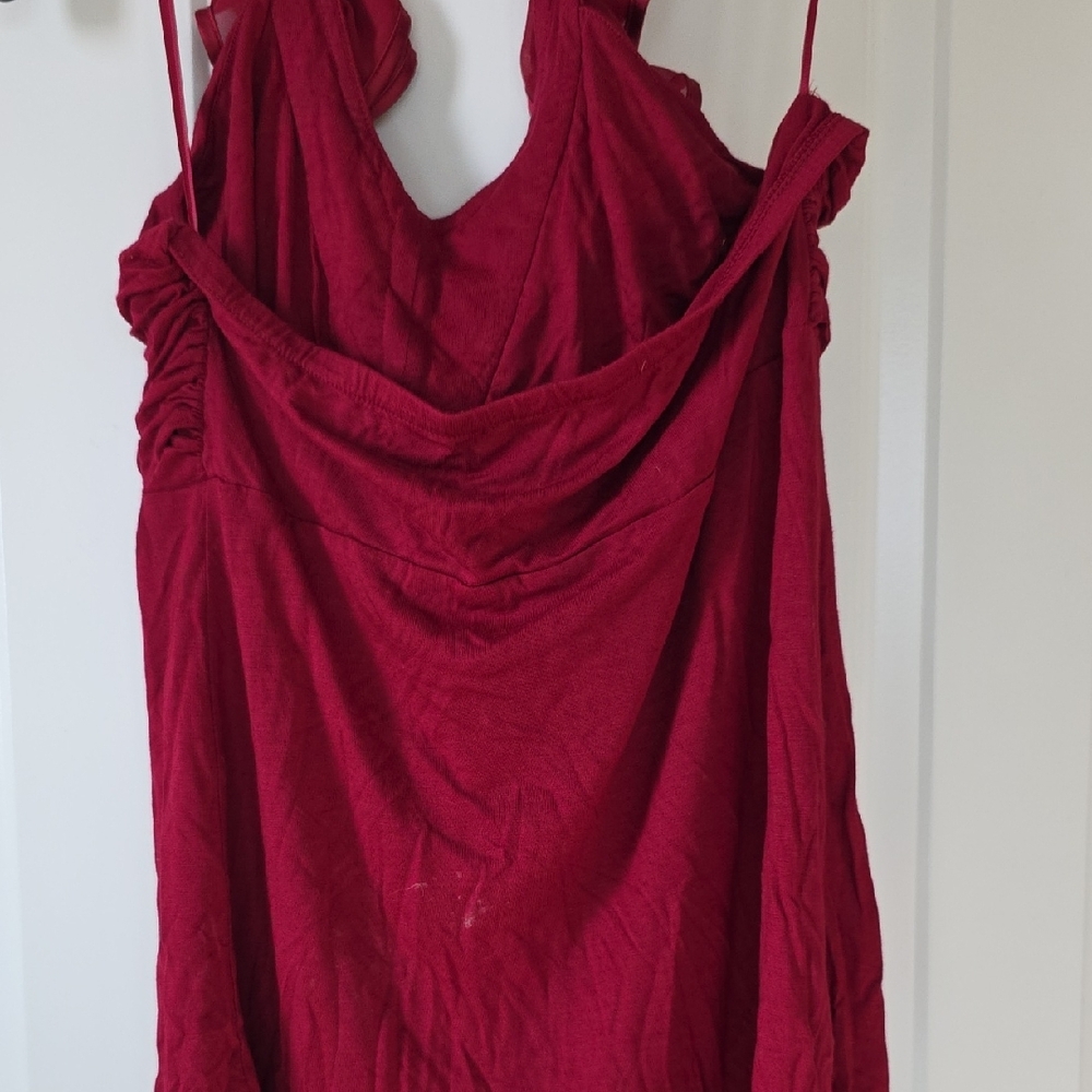 Express Red Ruffled Backless Tank Top - Picture 4 of 5